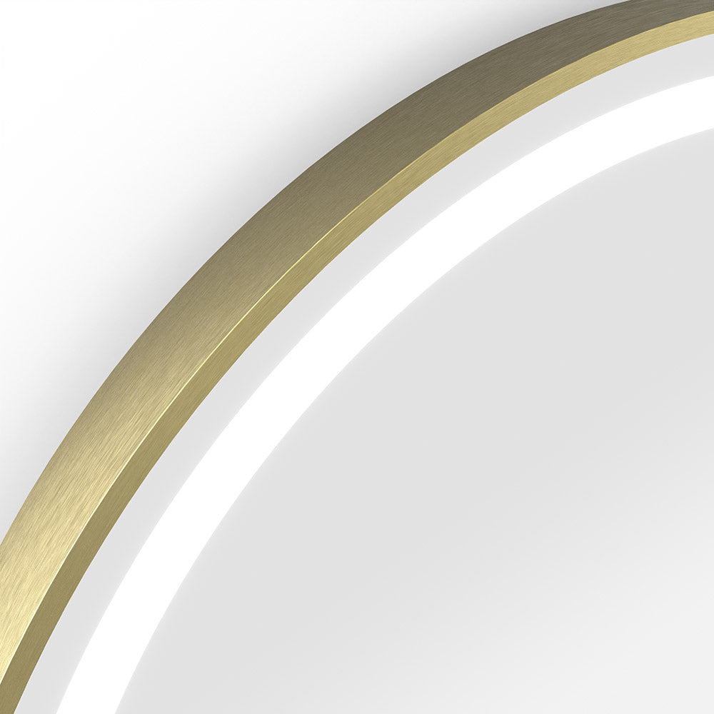 Lomax Light Round Mirror 70cm in Brushed Brass - Origins Living, view 2