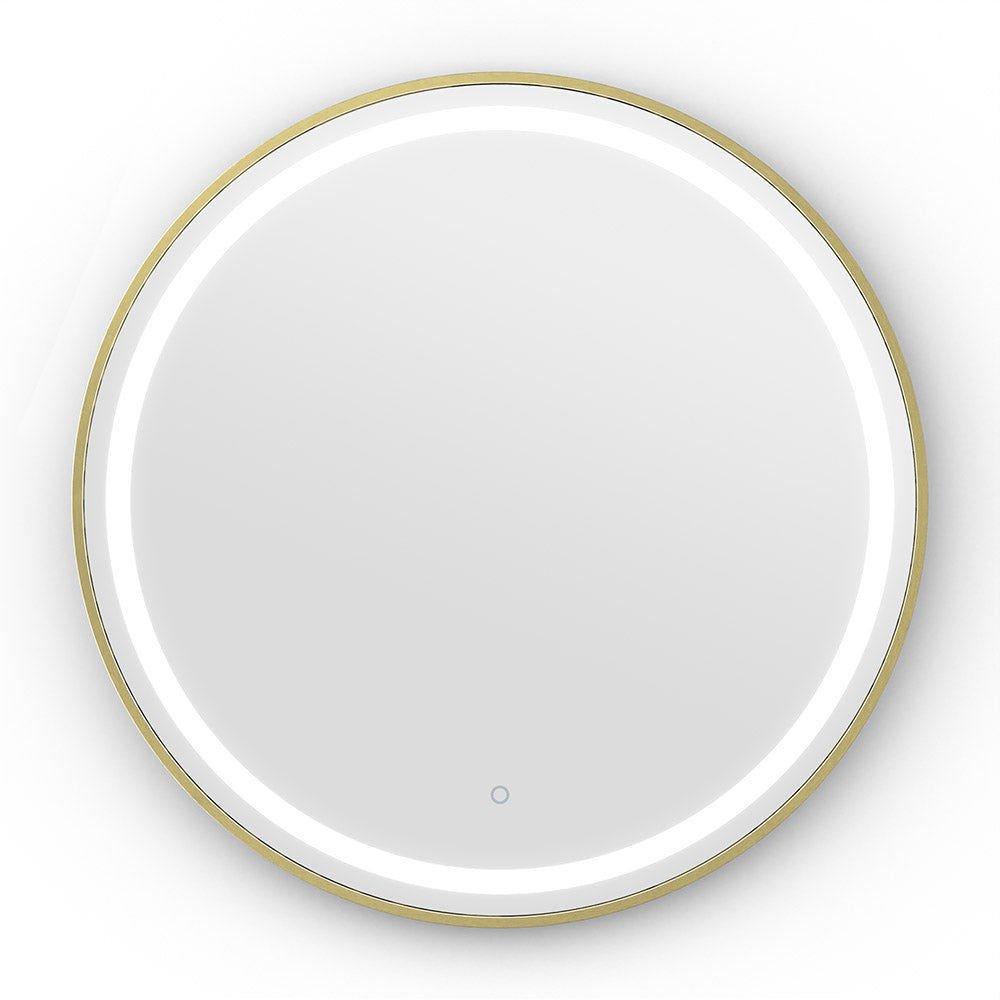 Lomax Light Round Mirror 70cm in Brushed Brass - Origins Living, view 3