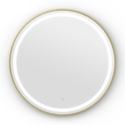 Lomax Light Round Mirror 70cm in Brushed Brass - Origins Living, view 3