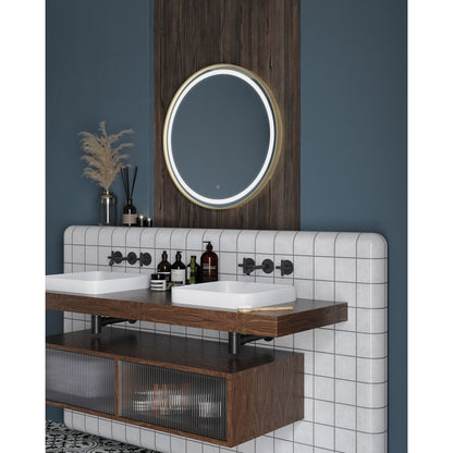 Lomax Light Round Mirror 70cm in Brushed Brass - Origins Living, view 5