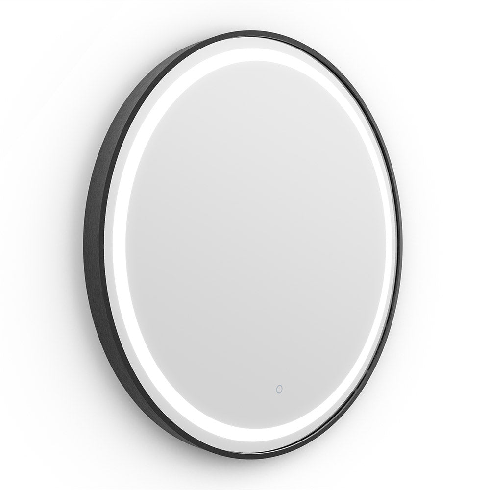 Lomax Light Round Mirror 70cm in Black - Origins Living