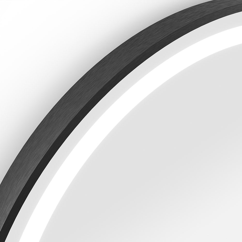 Lomax Light Round Mirror 70cm in Black - Origins Living, view 2