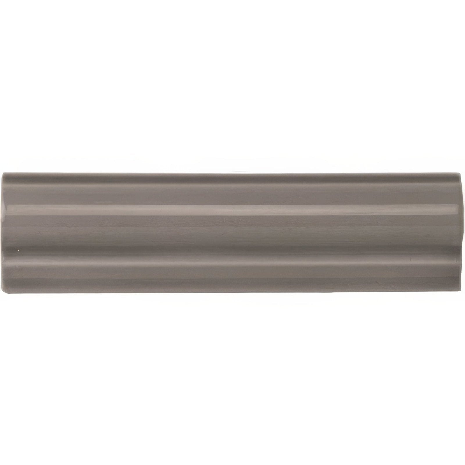 London Stone Albert Moulding gray ceramic tile with smooth glossy finish and subtle horizontal ridges