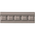 Gray ceramic tile london stone dentil moulding with raised rectangular pattern along the center