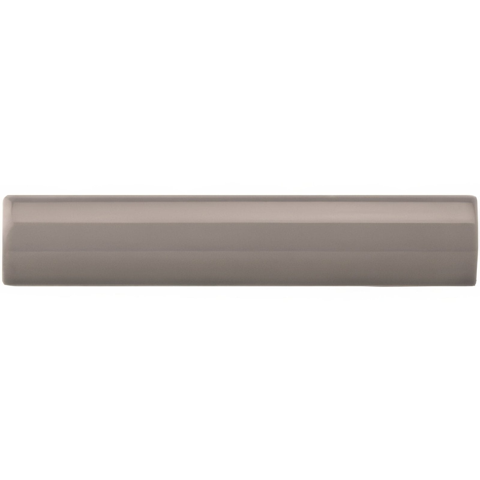 London stone external corner trim featuring a sleek matte gray ceramic drawer pull with smooth rectangular profile