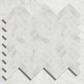 Long island marble herringbone mosaic featuring white marble tiles arranged in a herringbone pattern
