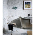 Long Island Marble Scallop Mosaic grey marble scallop mosaic with an antique wrought iron chair