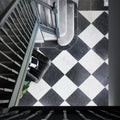 Long island marble tumbled finish 40.6 x 40.6cm black and white diamond patterned marble floor tiles