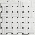 Long island marble wicker mosaic white marble tile with woven pattern and black square insets