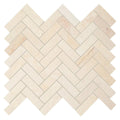 Beige marble mosaic tile in a brushed herringbone pattern from louvre for elegant wall and floor design