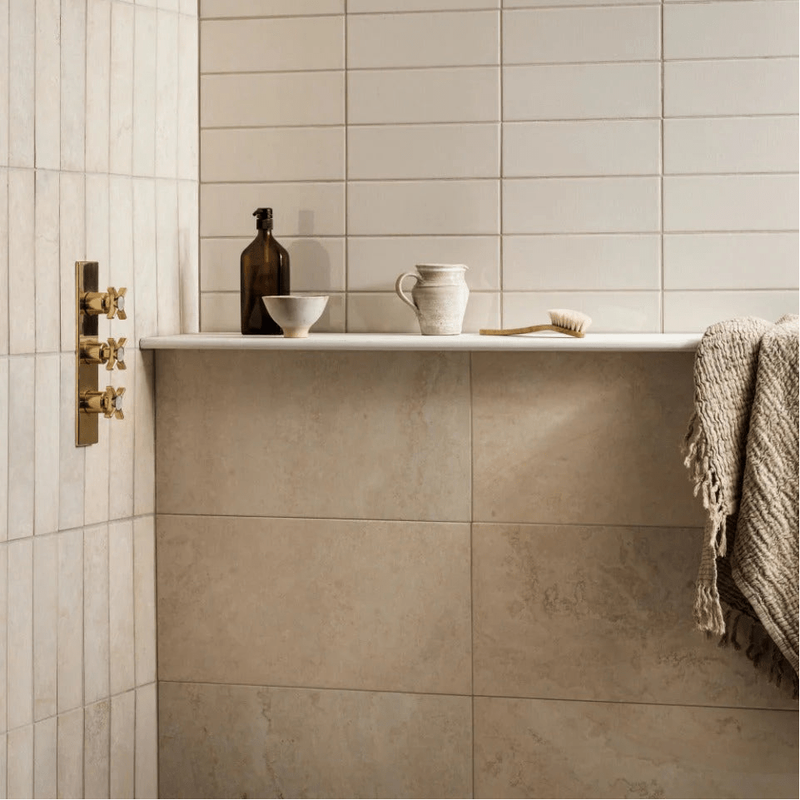 Louvre Brushed Marble 30x60cm beige marble tile with veining