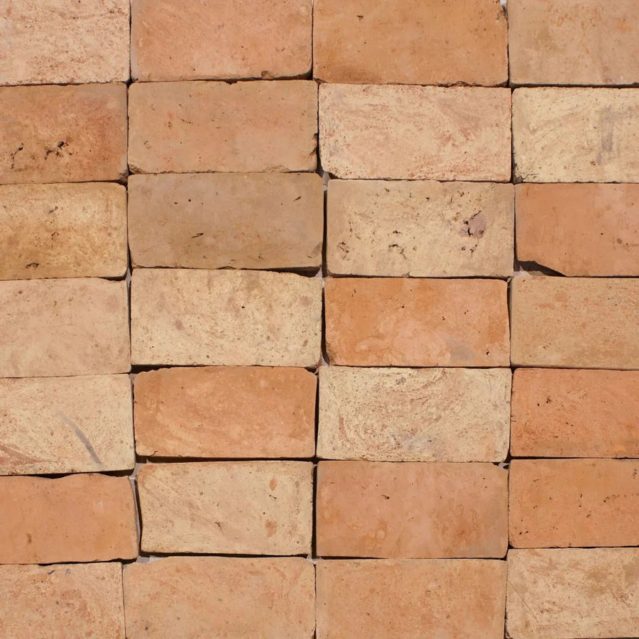 Lubelska brick terracotta rectangular bricks with a rough textured surface and natural color variations