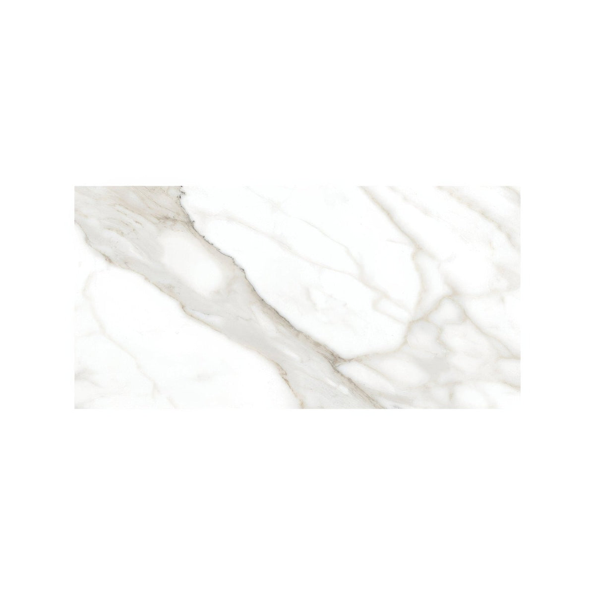 Lucca Calacatta Noble white marble-effect tile with flowing grey veining