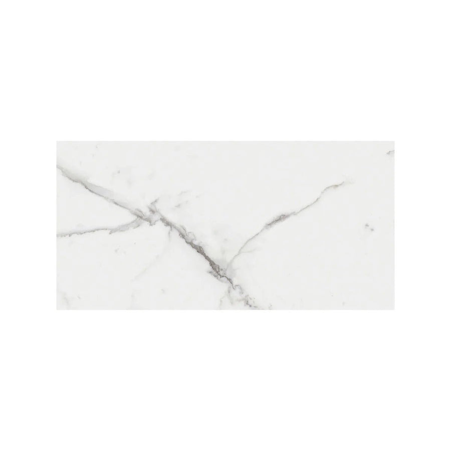 Lucca Statuario Venato white marble-effect tile with subtle gray veining 60 x 120cm for elegant flooring and walls