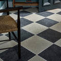 Ludlow Porcelain Charcoal black and beige diamond-pattern porcelain floor tiles