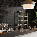 Black glossy rectangular tiles luminous lume black with subtle textured surface arranged vertically on wall