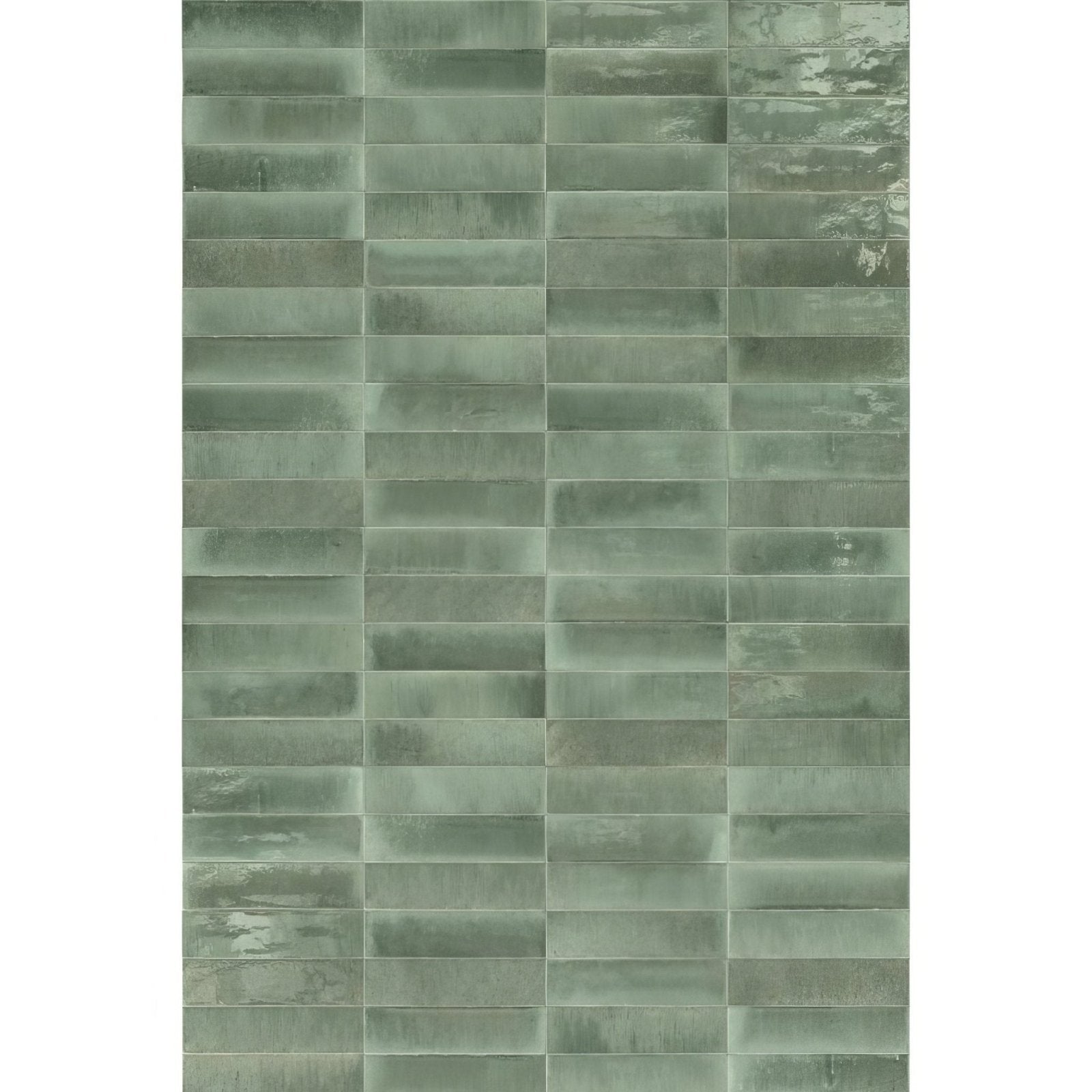 Luminous Lume turquoise rectangular ceramic tiles in slate green with subtle glossy finish and tone variations