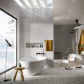 White freestanding bathtub luminous lume white with sleek modern design and smooth glossy surface