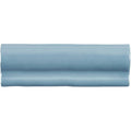 A sleek light blue ceramic lupin torus moulding tile with glossy finish and subtle ridged texture