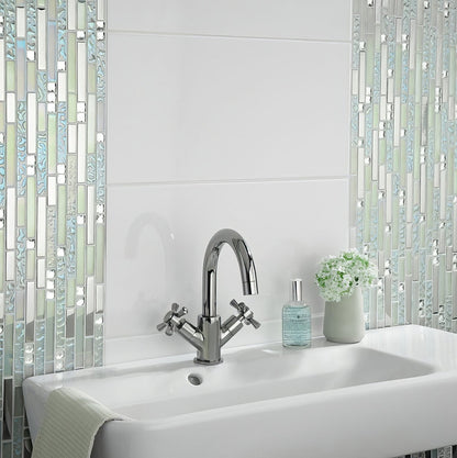 Lush Pearlescent Glass, Metal & Mirror Mix Random Mosaic