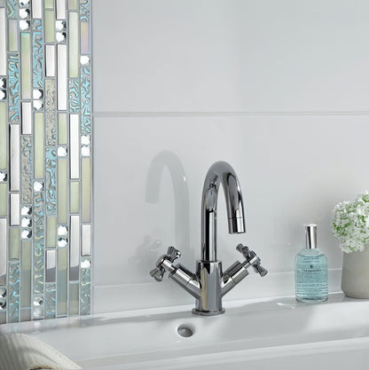 Lush Pearlescent Glass, Metal & Mirror Mix Random Mosaic