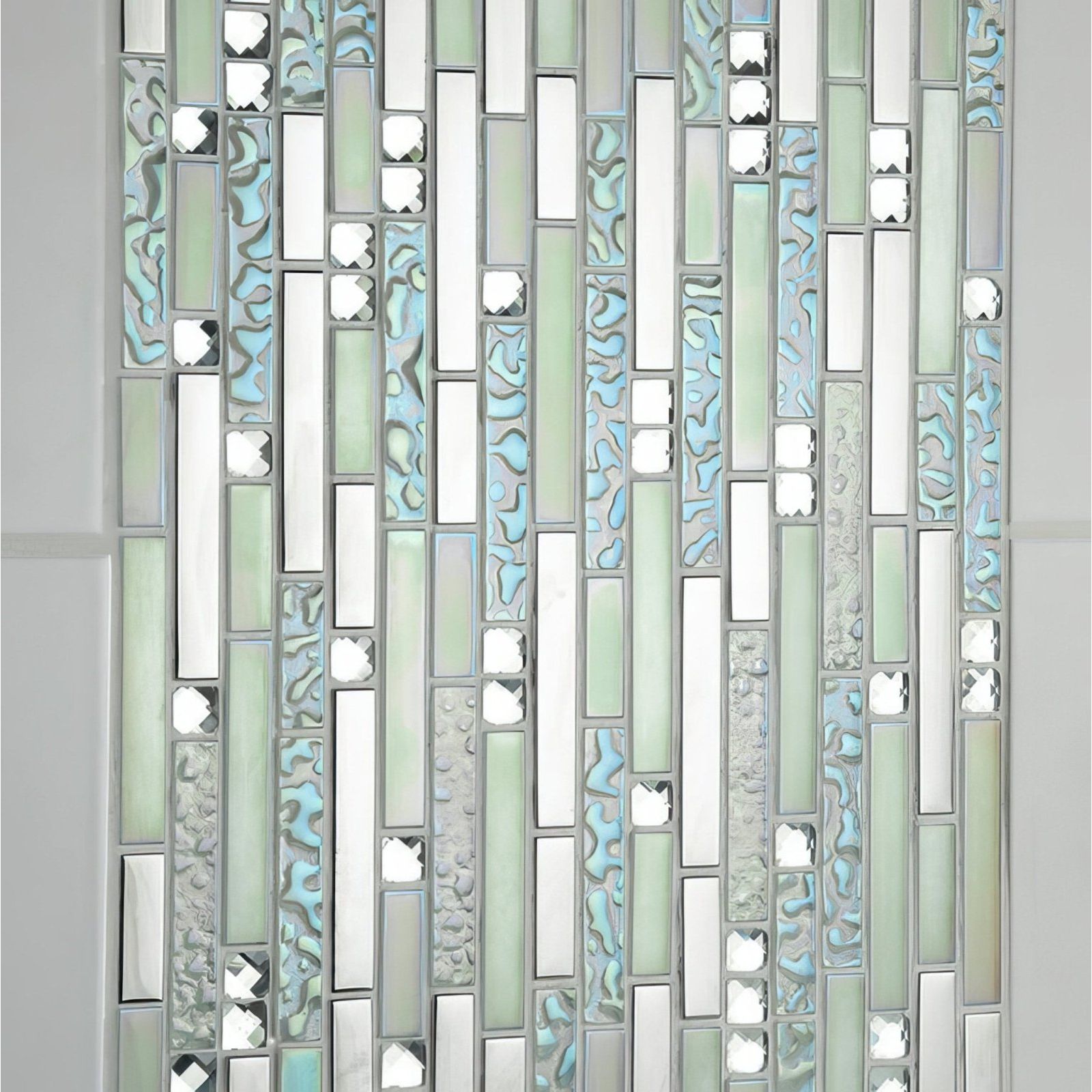 Lush Pearlescent Glass, Metal & Mirror Mix Random Mosaic
