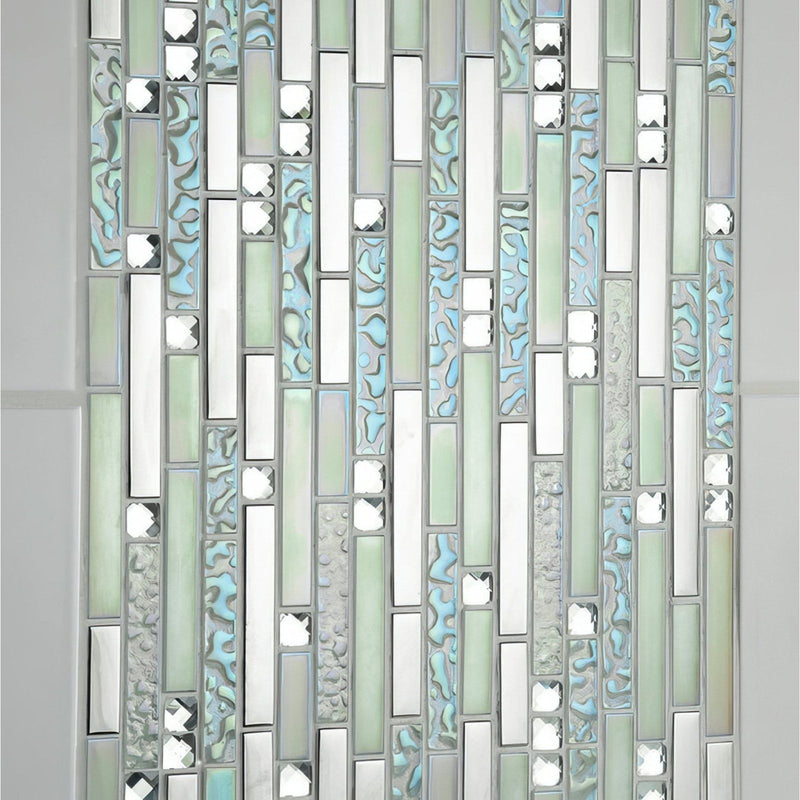Lush Pearlescent Glass, Metal & Mirror Mix Random Mosaic