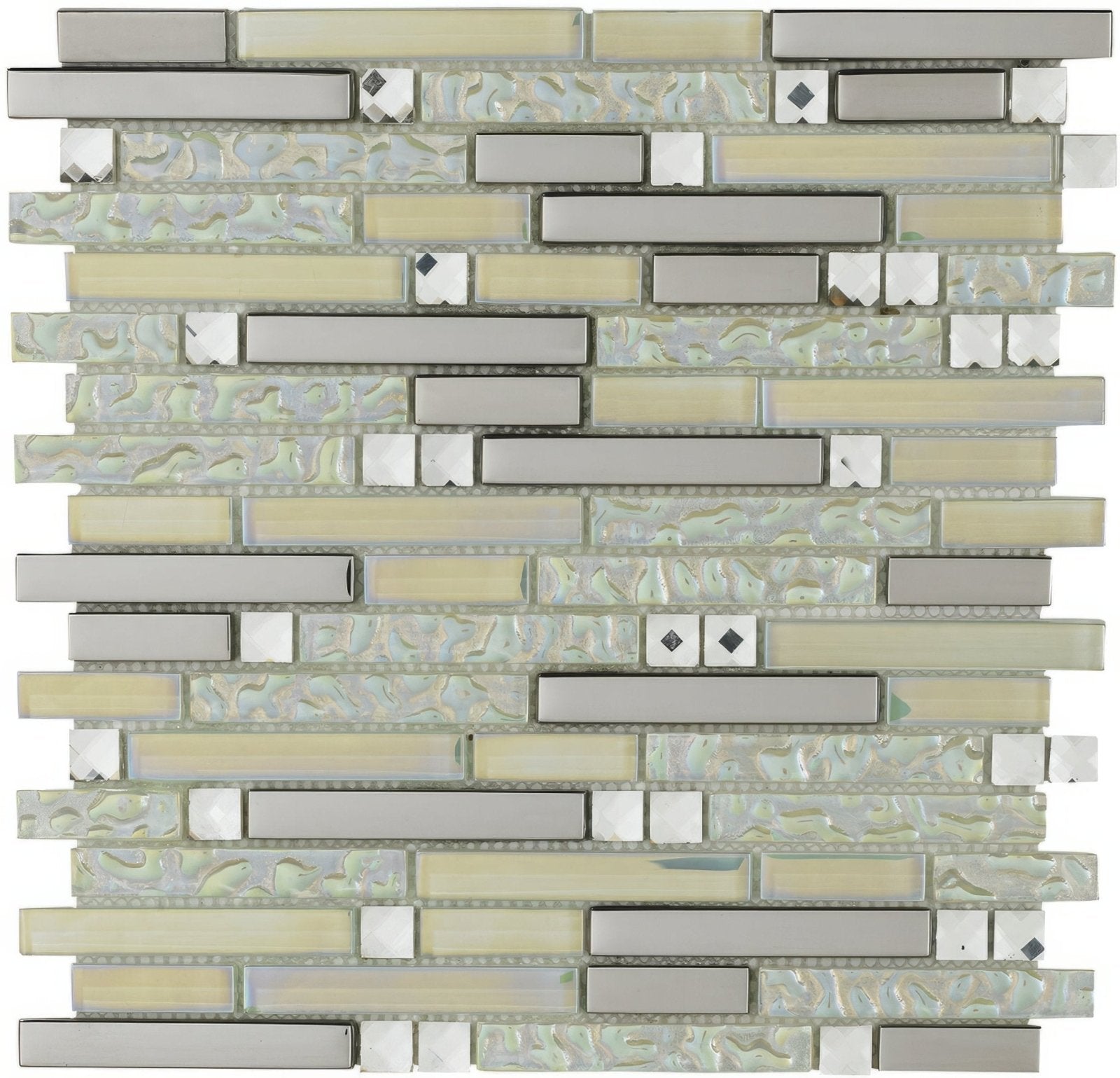 Lush Pearlescent Glass, Metal & Mirror Mix Random Mosaic