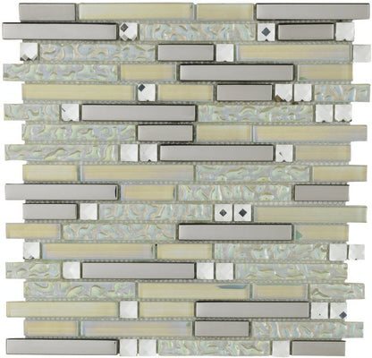 Lush Pearlescent Glass, Metal & Mirror Mix Random Mosaic