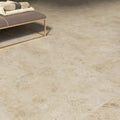 Lux beige 60 x 60cm beige stone-effect floor tiles with subtle natural veining and a matte finish