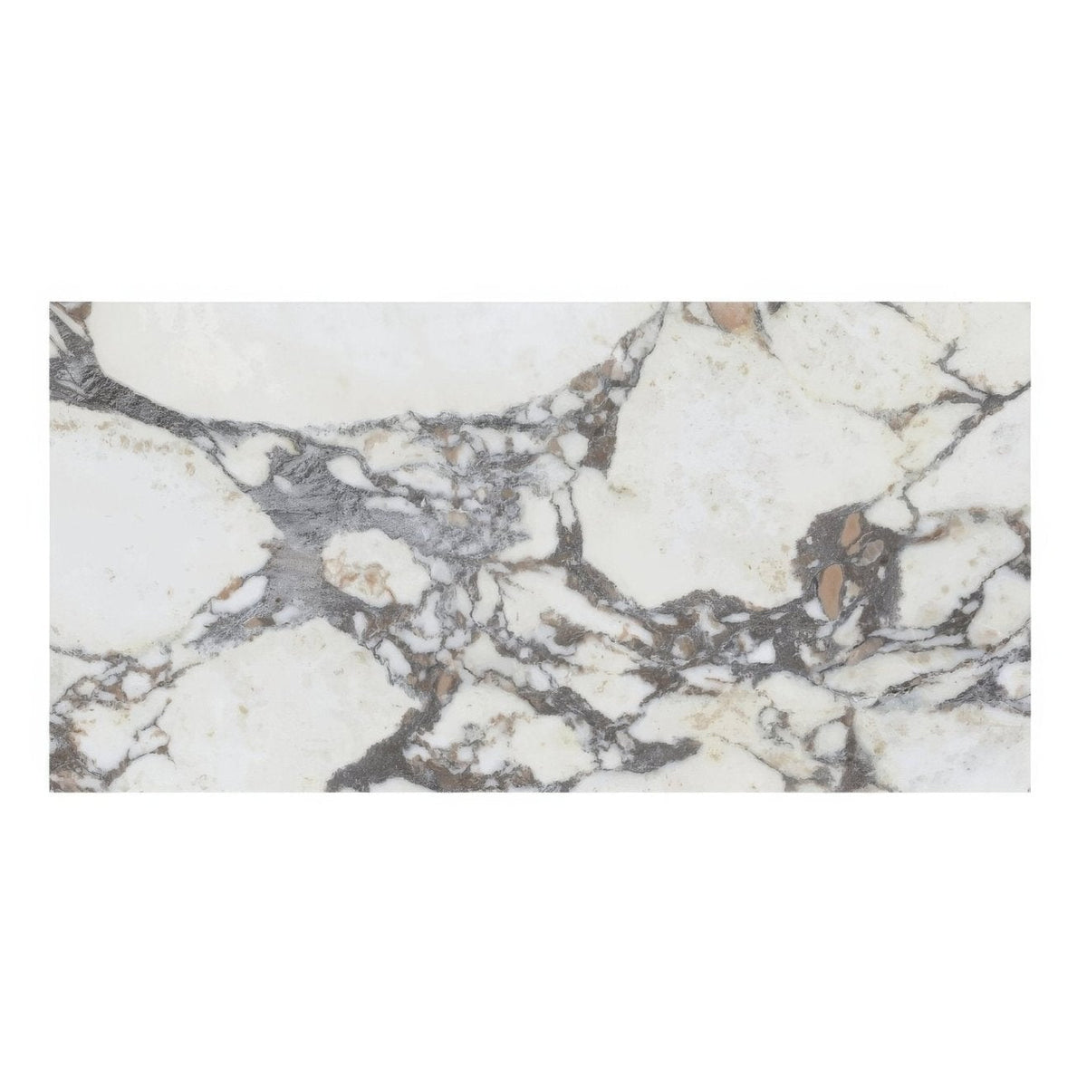 Lux Viola 60 x 120cm white marble slab with intricate gray and brown veining for elegant interior design