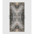 Abstract marble-patterned magnifique porcelain nero bookmatched wall panel with symmetrical gray black and beige design
