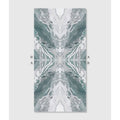 Magnifique Porcelain Ocean Bookmatched marble-effect porcelain panel with a symmetrical teal and white pattern