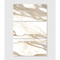 Magnifique Porcelain Oro three-panel bookmatched marble-effect porcelain with white and beige veining