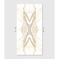 Beige and cream marble-effect porcelain wall panel with symmetrical veining from magnifique porcelain oro bookmatched collection