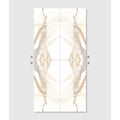 Beige and white marble-effect porcelain tile with symmetrical veined pattern magnifique porcelain oro bookmatched