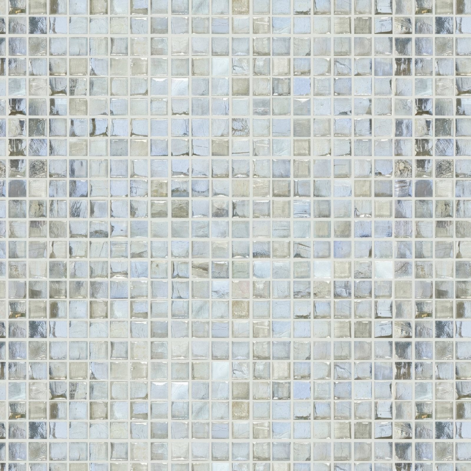 Malacassa spa square mosaic clear glass tile with subtle silver and gray veining for elegant wall applications