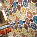 Mandala 28 x 28cm multicoloured patterned mosaic tile in blue, green, orange and purple