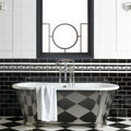 Manhattan Border With real Gold and Platinum on Brilliant White in a bathroom setting