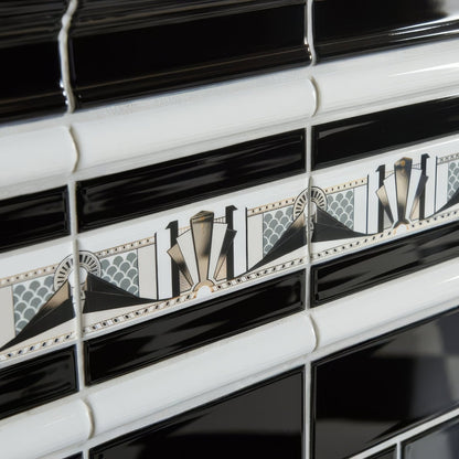 Manhattan Border With real Gold and Platinum on Brilliant White