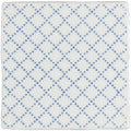 White ceramic tile manoir trellis on papyrus with a delicate blue dotted diamond pattern for wall and floor use