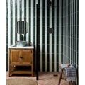 Green and white vertically striped marlborough porcelain parquet forest green gloss bathroom wall tiles