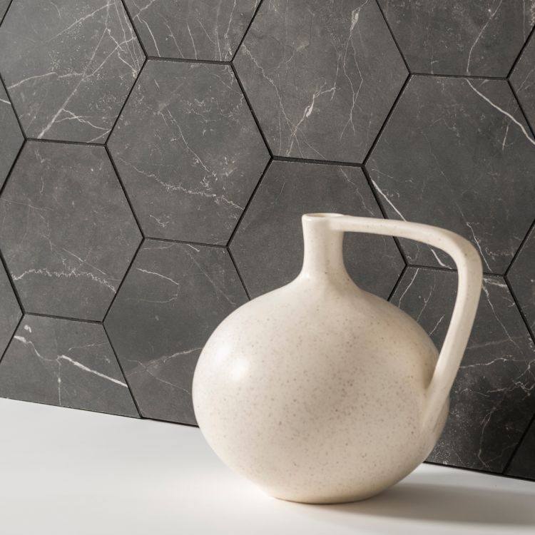 Marmi Nero Honed Hexagon Mosaic