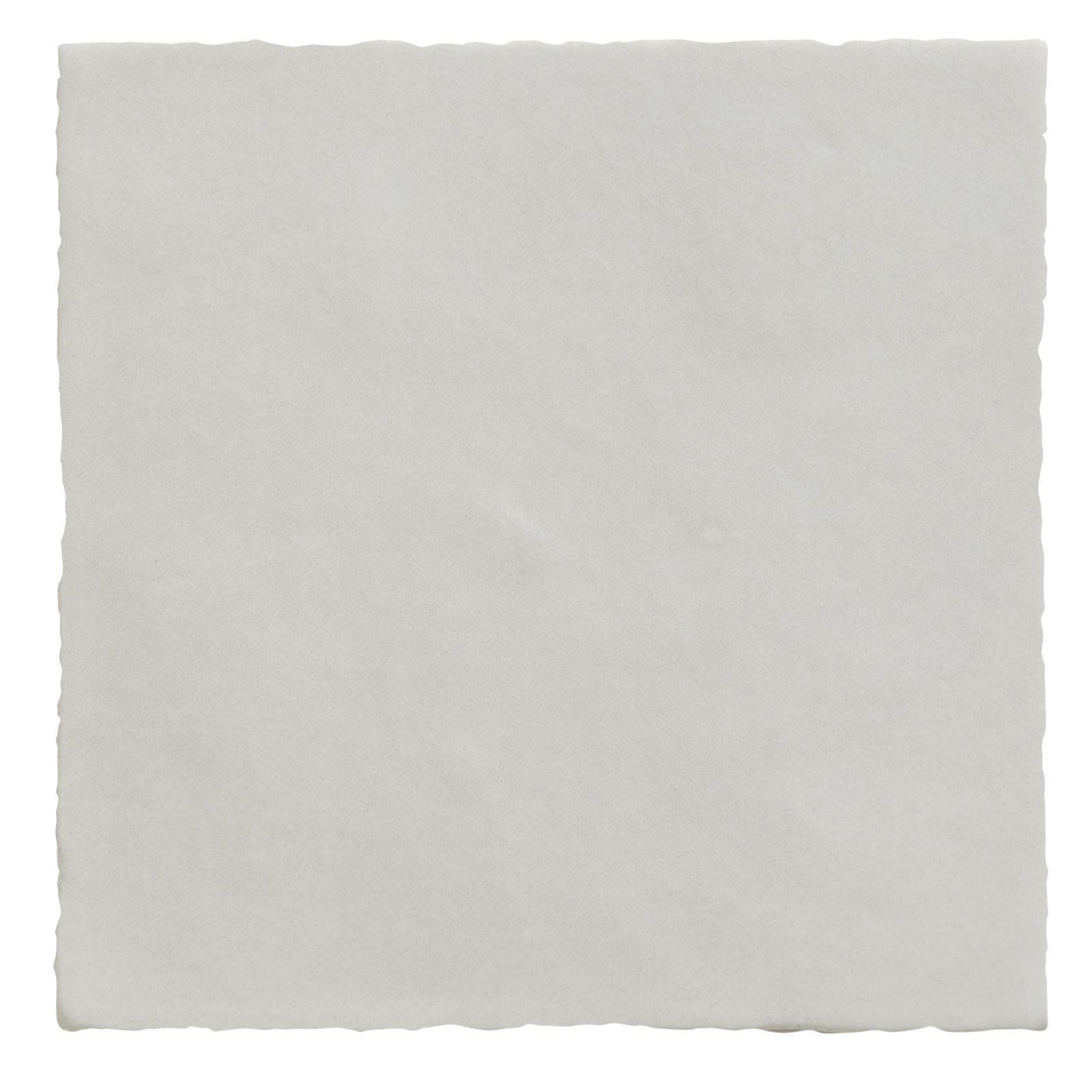 A square off-white ceramic tile with subtly textured surface and uneven edges from maroc ceramic bianco collection