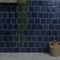 Maroc ceramic oltremare deep navy blue rectangular ceramic tiles with white grout lines for modern backsplash