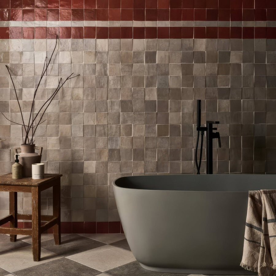 Gray freestanding ceramic bathtub maroc ceramic tomato with matte finish and minimalist design