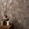 Beige ceramic vase with two handles and rustic handcrafted texture from maroc ceramic wool collection
