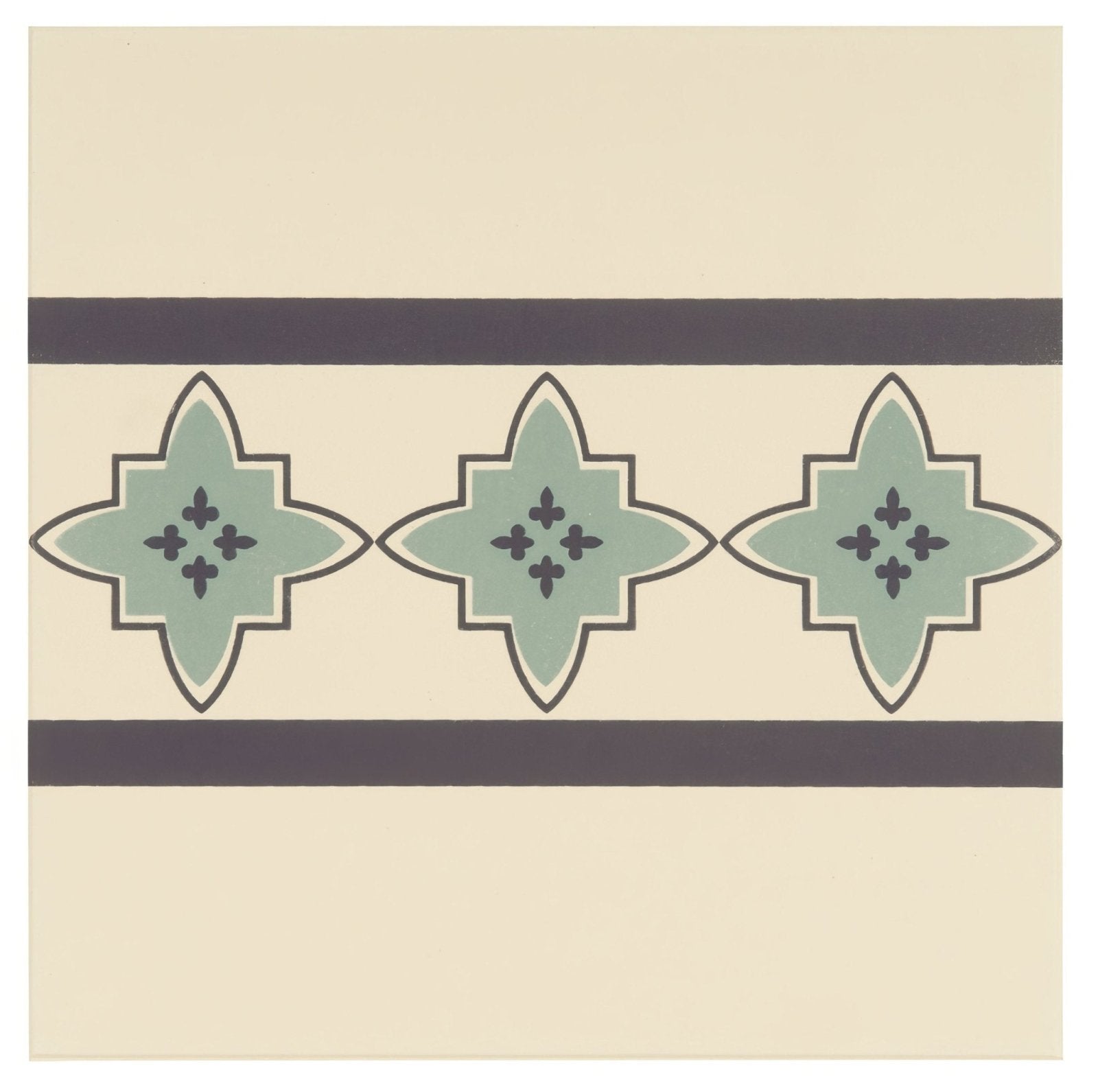 Marrakech Border Dark Blue and Dark Jade on White