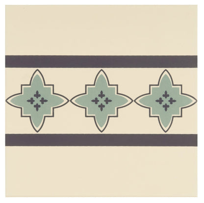 Marrakech Border Dark Blue and Dark Jade on White