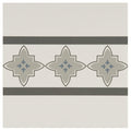 Marrakech Border Light Blue, Light Grey and Dark Grey on Dover White